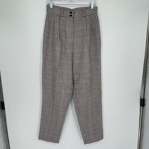 John Henry Women's Vintage Multi Plaid Pleated High Rise Tapered Trouser Size 14